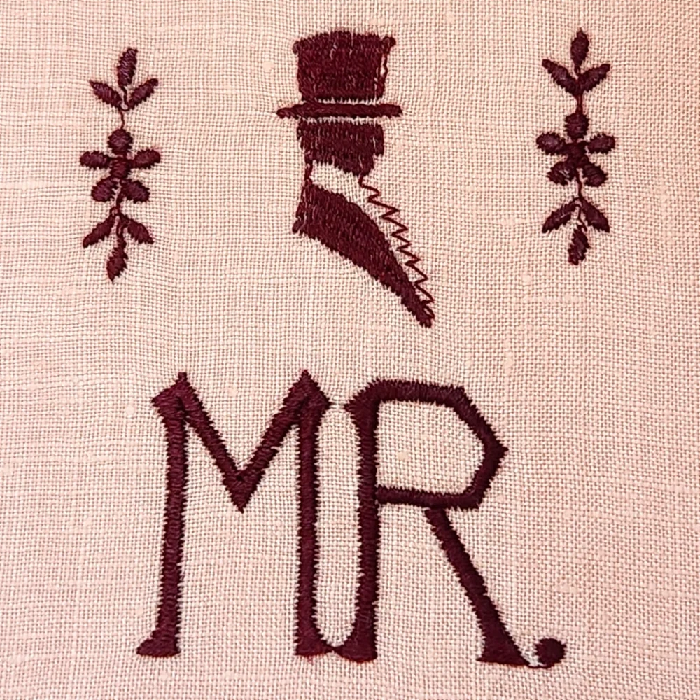 LINEN HAND EMBROIDERED HEMSTITCHED GUEST HAND TOWEL